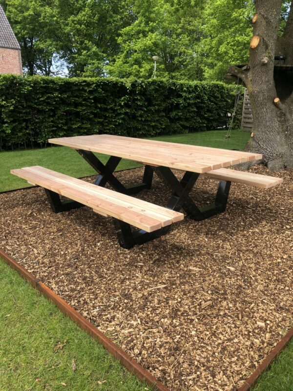 picknicktafel stalen x poten