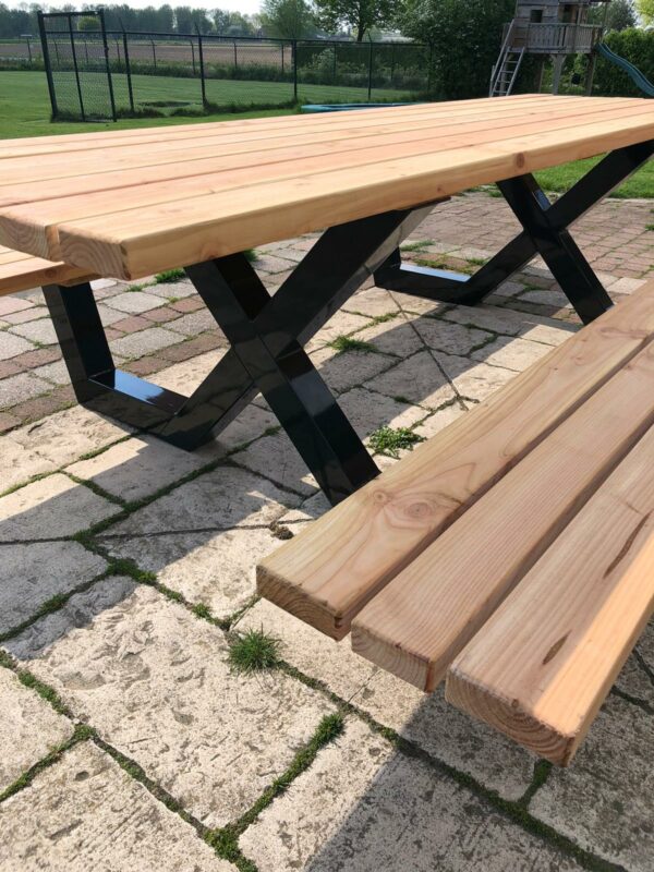picknicktafel stalen x frame douglas